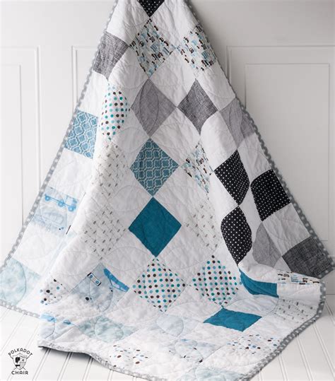 Simple Patchwork Color Blocked Baby Quilt Tutorial Polka Dot Chair