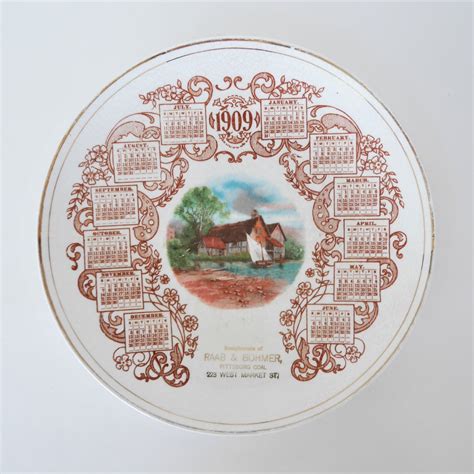Antique Calendar Plate 1909 American China Co Toronto Oh Etsy