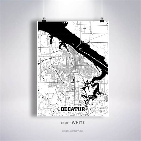 Decatur Map Print Decatur City Map Alabama Al Usa Map Etsy