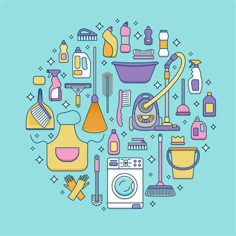 Household Cleaning Supplies Stock Vector Illustration Of Bucket