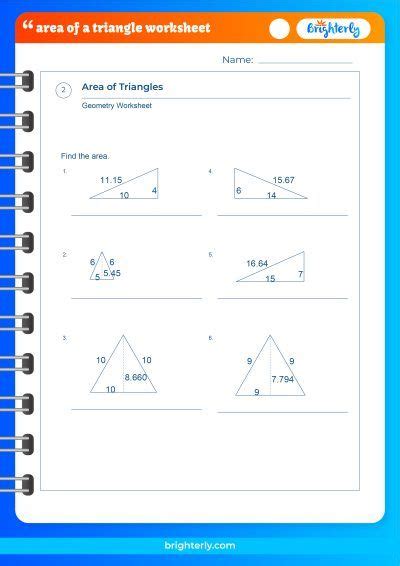 Free Area Of A Triangle Worksheets For Kids Pdfs