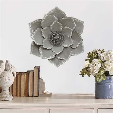 Stratton Home Decor Metal Grey Lotus Wall Decor S07656 The Home Depot