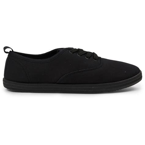 Brilliant Basics Womens Canvas Lace Up Shoes Black Big W