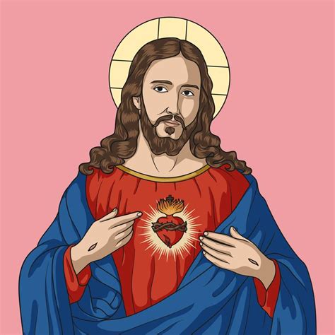 Sacred Heart Of Jesus Christ Colored Vector Illustration 21961778