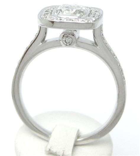 Ctw Cushion Cut Bezel Set Diamond Engagement Ring In An Etsy