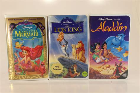 Set Of 3 Classic Disney Vhs Aladdin The Lion King The Etsy
