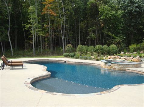 Custom Swimming Pool With Sun Shelf And Raised Spa Custom Swimming Pool Swimming Pool Spa Spa