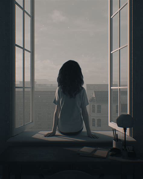 Sad Anime Girl Sitting Alone