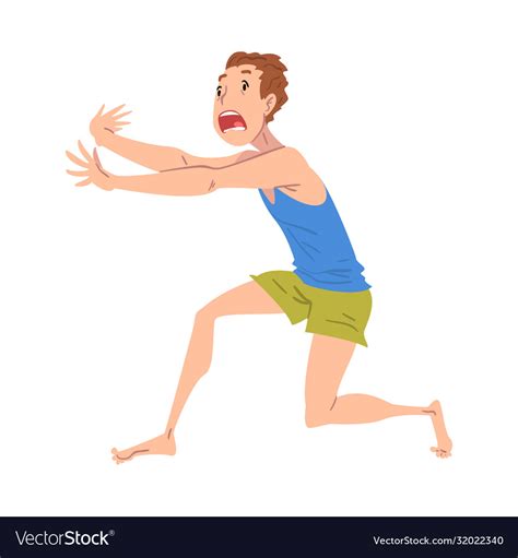 Panicked Man Running Worried Or Scared Nervous Vector Image