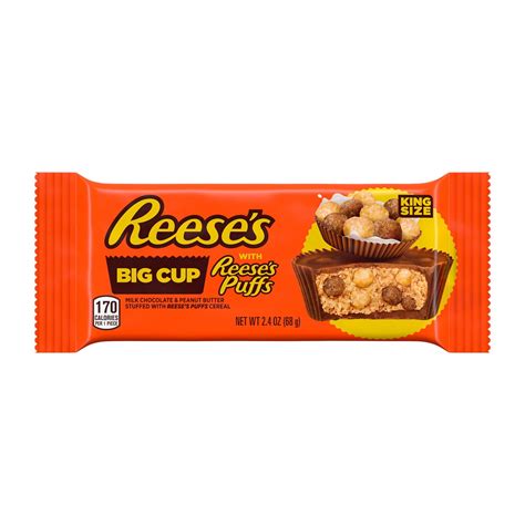 Reeses Stuffed With Reeses Puffs Cereal Big Cup Milk Chocolate Peanut Butter Cups Candy