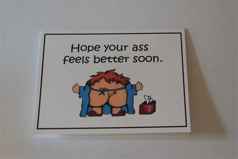 hope your ass feels better soon greeting card with envelope etsy
