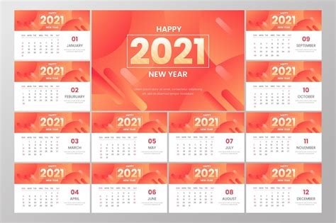 Premium Vector Abstract New Year 2021 Calendar