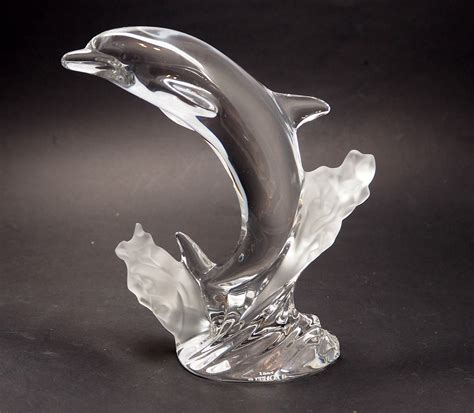 Vintage 1994 Lenox Crystal Dolphin Figurine Clearfrosted Etsy