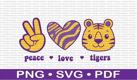 Peace Love Tigers Retro Design Svg Png Pdf Digital Cut Etsy