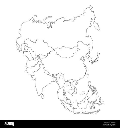 Vector Illustration Asia Outline Map Isolated On Whit