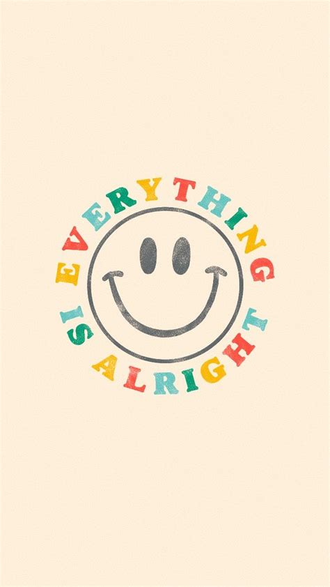 Couldn't find a cute 70s wallpaper so i made one myself! 'everything is alright retro rainbow smiley face' Sticker ...