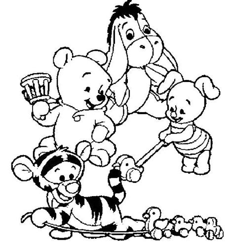 Cute Baby Winnie Pooh With Friends Coloring Pages Winnie The Pooh