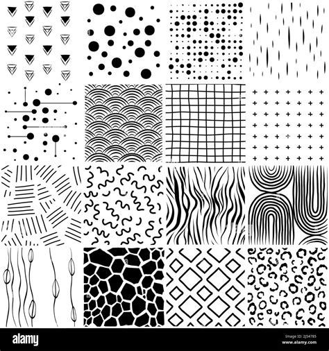 Vector Set Of Sixteen Geometric Patterns Modern Stylish Textures