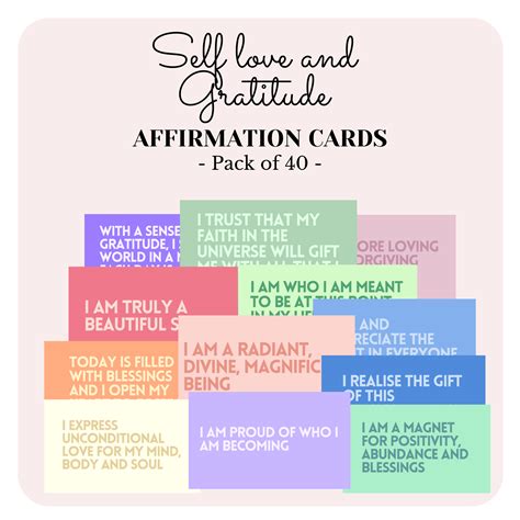 40 Self Love And Gratitude Printable Affirmation Cards Self Etsy In