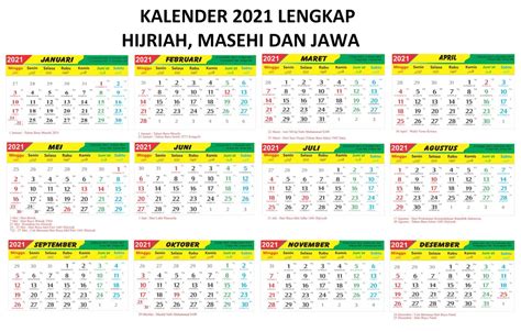 Kalender 2021 Lengkap Hijriah Masehi Jawa Iqraid