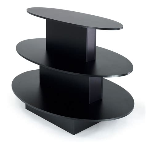 Tiered Display Table W 3 Shelves Oval Black Tiered Table Display