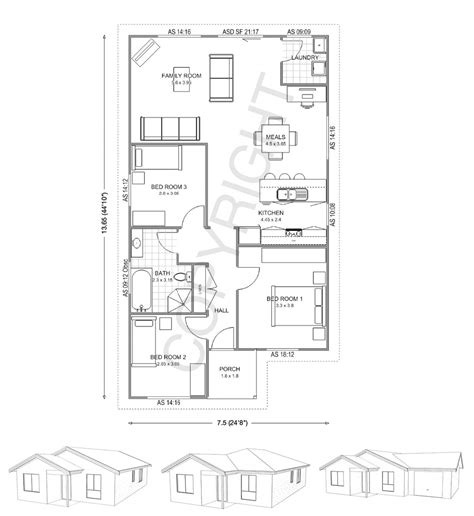 Bowen Narrow 3 Bedroom Kit Home Floor Plan Met Kit Homes