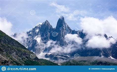 Jagged Mountain Peak Landscape With Clouds Stock Image Image Of