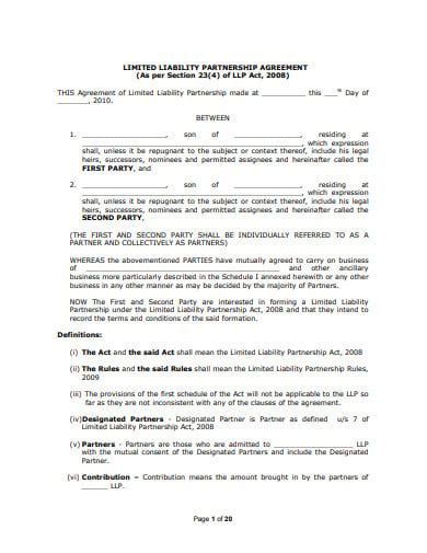 10 Limited Liability Partnership Agreement Templates In Doc Pdf