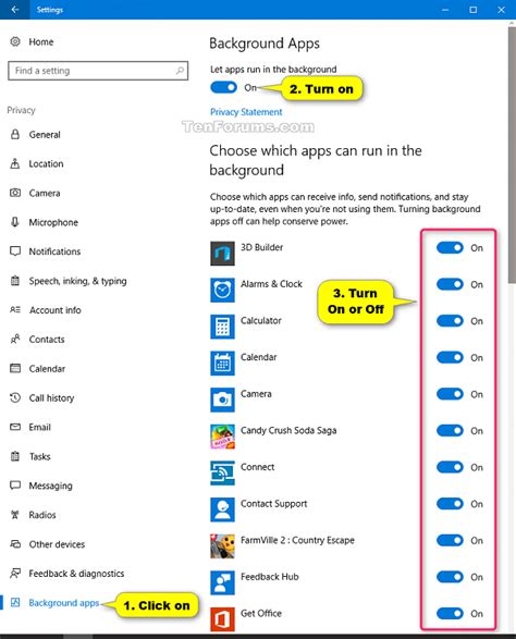 Background Apps - Turn On or Off in Windows 10 - Windows 10 Tutorials