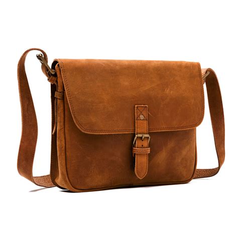 Distressed Leather Cross Body Messenger Bag Large Brown Hides