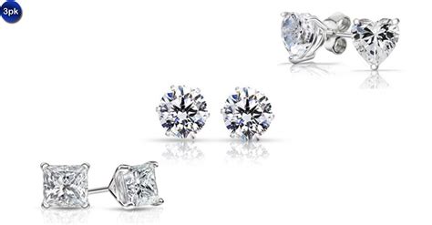 Pack Cubic Zirconia Sterling Silver Studs Set