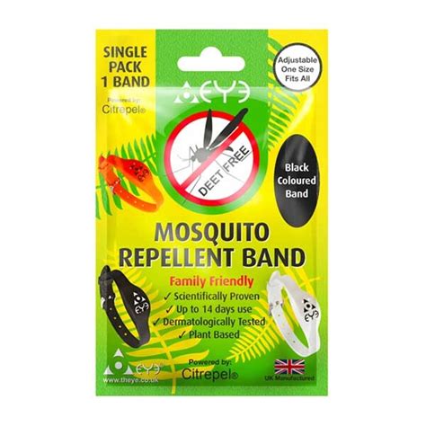 Theye Mosquito Repellent Wrist Band Black Adjustable Toiletries