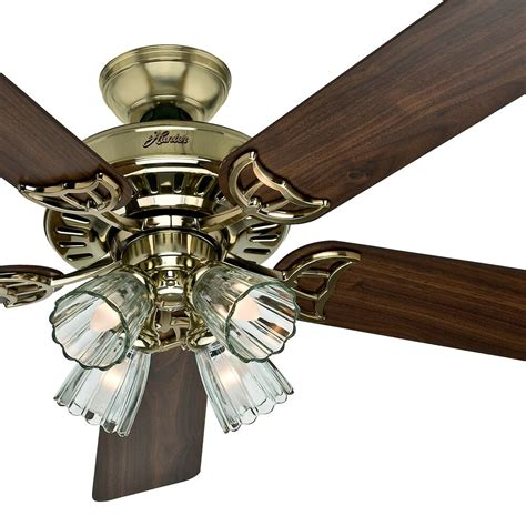 Fan light,these fans incorporate a super efficient dc motor that uses up to 3 times. Hunter 52" Bright Brass Finish Ceiling Fan- Four-Light ...