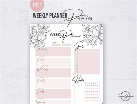 Printable Weekly Planner Pages Aesthetic Planner Inserts Etsy In 2021