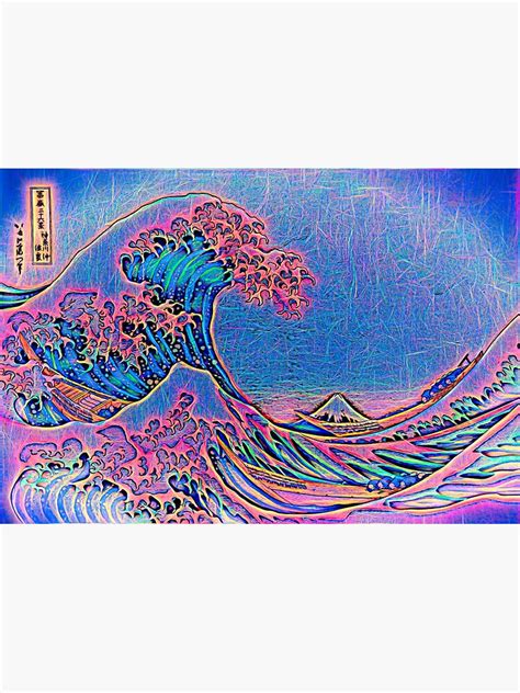 The Great Wave Off Kanagawa Aesthetic Vaporwave Sketch Poster By