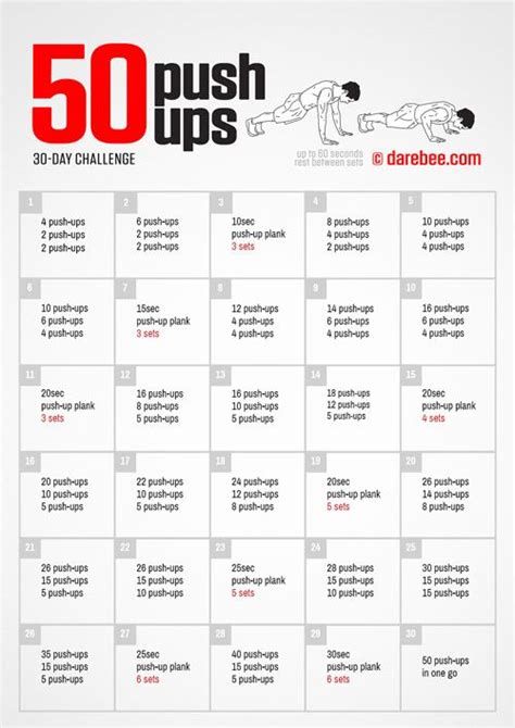 50 Push Ups Challenge Push Up Workout Workout Challenge Push Up