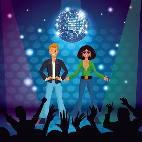 Premium Vector Couple Of Disco Dancers At Stage