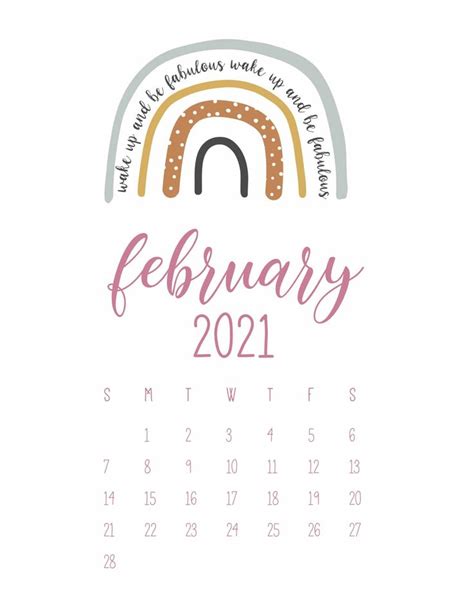 Free 2021 Calendar With Rainbows World Of Printables Printable