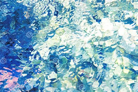 Abstract Blue Glass Background Rippled Water In Aquarium Fresh Water