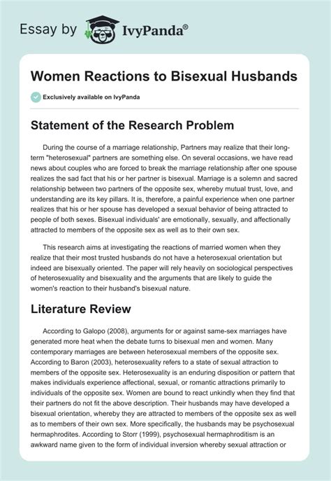 Women Reactions To Bisexual Husbands 2985 Words Research Paper Example