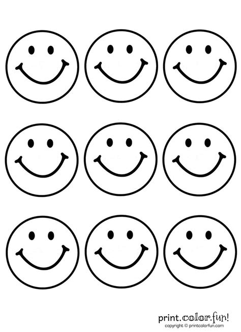 9 Happy Faces Print Color Fun