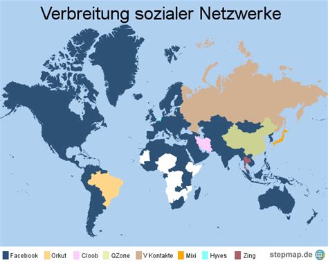 Stepmap Weltweite Facebook Verbreitung Landkarte Für Welt