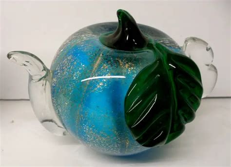 Unusual Italian Blown Art Glass Sculpture Paperweight Teapot Fruit