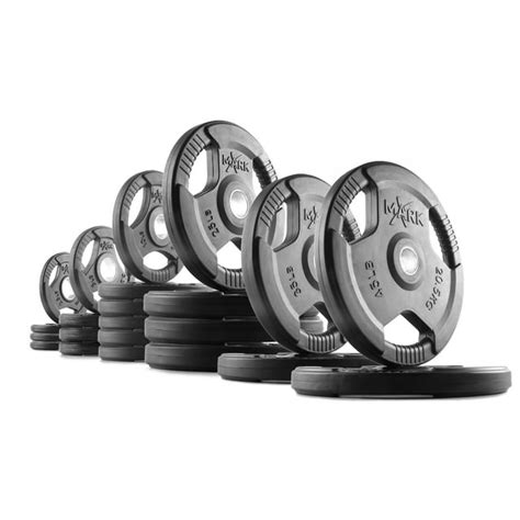 Xmark Rubber Coated Tri Grip Olympic Plate Weights 350 Lb Set