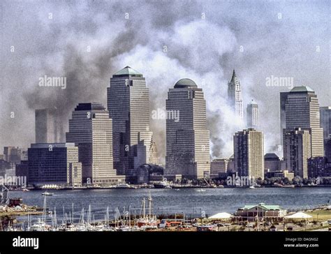 Sept 12 2001 New York New York Us Billowing Clouds Of Smoke And