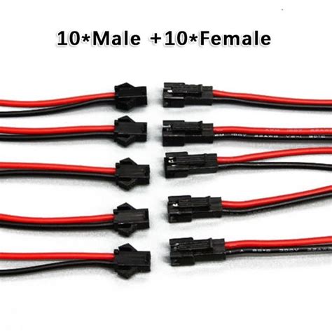 2 Pin 24awg Jst 254mm Sm Plug Connector Male Female With Cable Wire