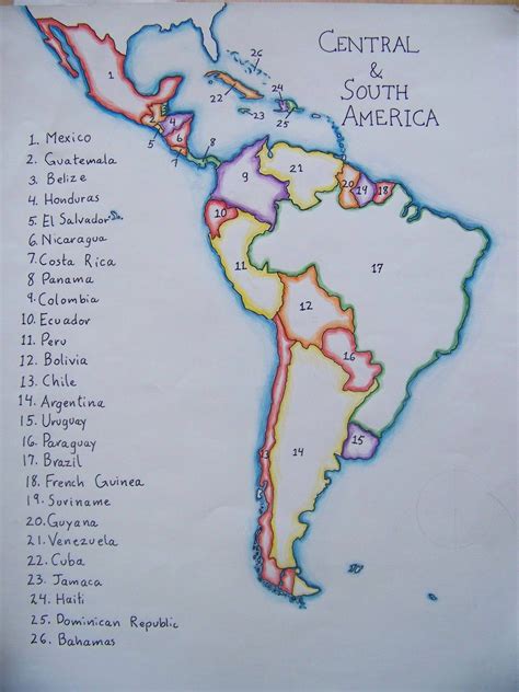 Map Of South America By A Waldorf 6th Grader Latin America Map South