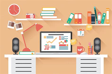 🔥 Free Download Flat Design Office Desk Illustrations On Creative Market 1160x772 For Your