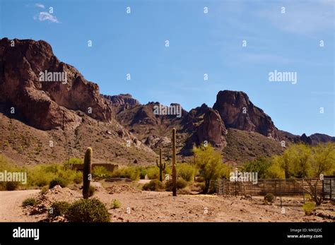 The Beautiful And Mysterious Superstition Mountains Taken From Apache