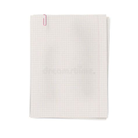 Clipped Pile Of Squared Sheets Of Notebook Paper Isolated On White
